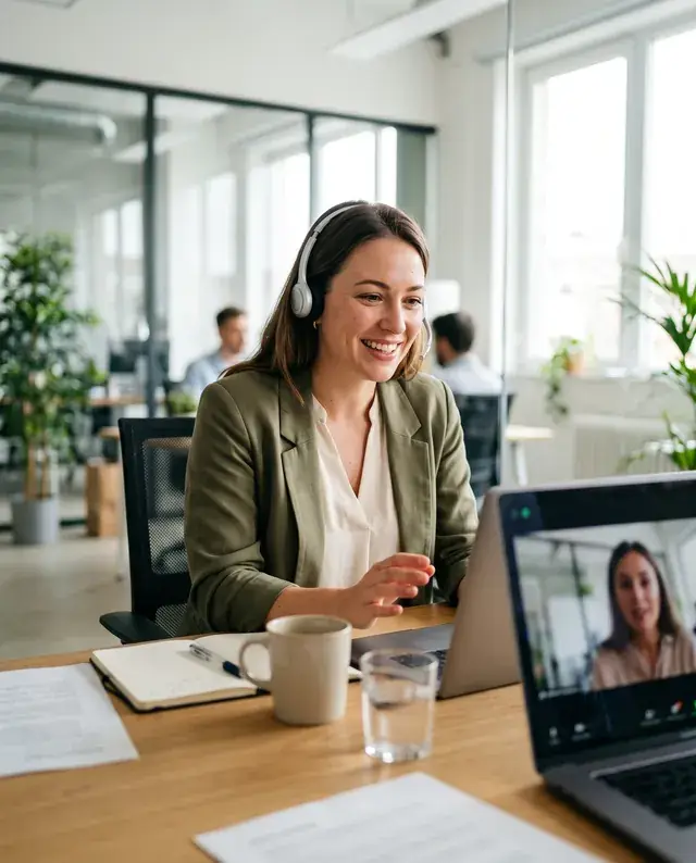 Recruiter on a video call with a research participant