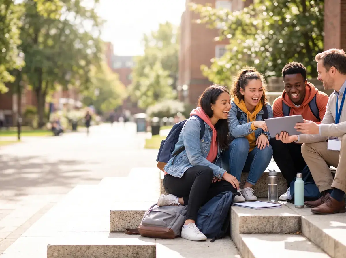 University students taking part in an education research study on campus