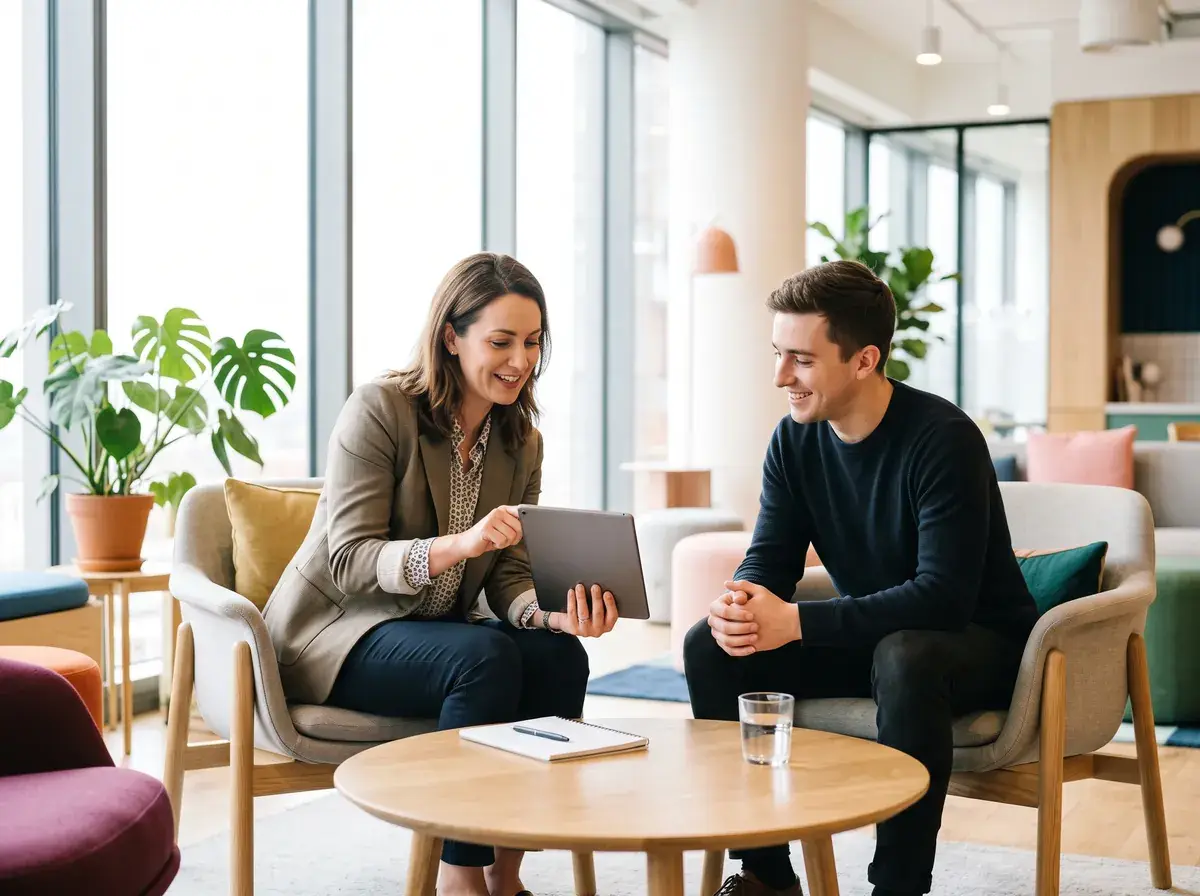 A recruiter confirming details with a research participant