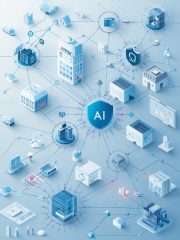 Network diagram showing AI integration across healthcare compliance systems