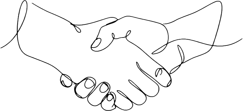 Line art representing trust and partnership in global market research and data collection services