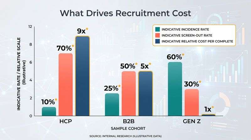HCP recruitment, B2B and Gen Z cost drivers compared | Research and Metric