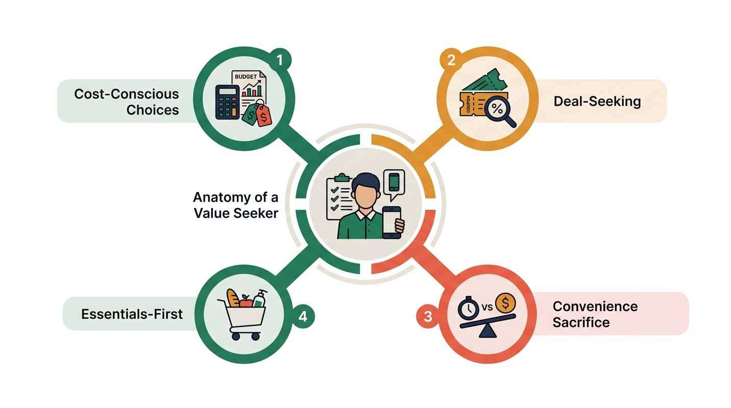 Value seeker behavior anatomy concept graphic | Research and Metric