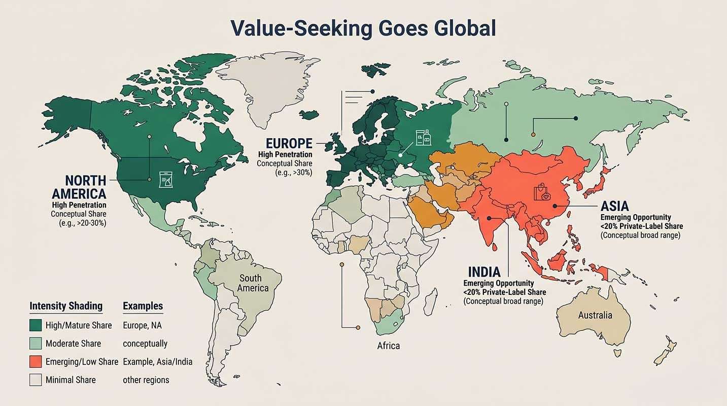 Value seeker global regional private label penetration map | Research and Metric