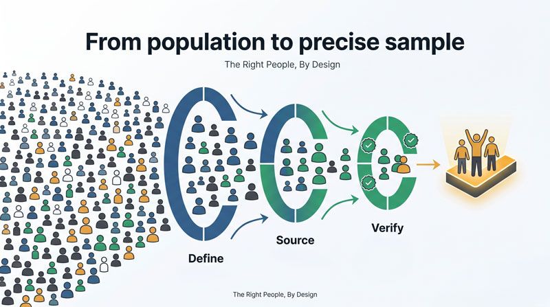 Survey respondents - population to verified sample concept | Research and Metric