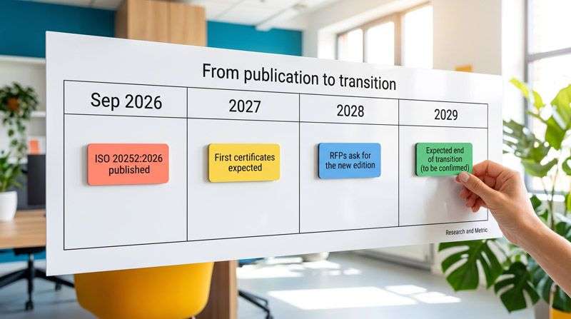 ISO 20252 certification - expected transition timeline from 2026 to 2029 | Research and Metric